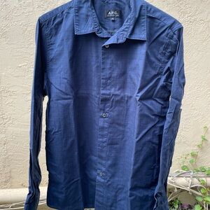 A.P.C. Men's Dark Navy Checkered Shirt